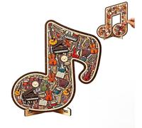 Musical Note Instrument Jigsaw Puzzle Ornament, 3D Wooden Music Note Puzzle, Creative Musical Instrument Puzzles Decor for Music Lovers,Unique Desk Art Gift for Father's Day Brithday