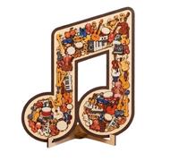 Musical Note Instrument Jigsaw Puzzle Ornament, 3D Wooden Music Note Puzzle, Stunning Display Art,Various Fragments Interior and Classic Musical NoteOute,Unique Desk Art Gift For Music Lover (B)