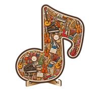 Musical Note Instrument Jigsaw Puzzle Ornament, 3D Wooden Music Note Puzzle, Stunning Display Art,Various Fragments Interior and Classic Musical NoteOute,Unique Desk Art Gift For Music Lover (A)