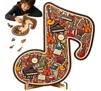 Musical Note Instrument Jigsaw Puzzle Ornament, 3D Wooden Music Note Puzzle, Stunning Display Art with Various Fragments Interior, Music Notes Puzzl-e Gifts for Men Women Teacher Student Musicians