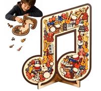 Musical Note Instrument Jigsaw Puzzle Ornament, 3D Wooden Music Note Puzzle, Stunning Display Art with Various Fragments Interior, Music Notes Puzzl-e Gifts for Men Women Teacher Student Musicians
