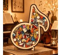 Musical Note Instrument Jigsaw Puzzle Ornament, 3D Wooden Music Note Puzzle, Stunning Display Art with Various Fragments Interior and Classic Musical NoteOuter, for Music Into Tangible Gift