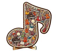 Musical Note Instrument Jigsaw Puzzle Ornament, 3D Wooden Music Note Puzzle,Stunning Display Art with Various Fragments Interior and Classic Musical Notes Outer Gift for Music Lovers