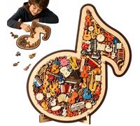 Musical Note Instrument Jigsaw Puzzle Ornament, 3D Wooden Music Note Puzzle, Stunning Display Art with Various Fragments Interior, Music Notes Puzzl-e Gifts for Men Women Teacher Student Musicians