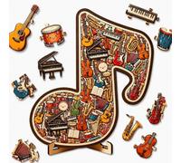 Musical Note Instrument Jigsaw Puzzle Ornament,3D Wooden Music Note Puzzle,Stunning Display Art with Various Fragments Interior and Classic Musical-Note Outer for Music Lovers,Unique Desk Art Gift(B)