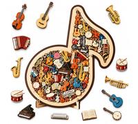 Musical Note Instrument Jigsaw Puzzle Ornament,3D Wooden Music NotePuzzle,Wooden Musical Note Instrument Shaped Puzzle Decor with Guitar Piano Violin,MusicalInstrument Puzzl-e Decor for Music Lovers