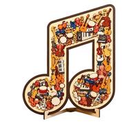 Musical Note Instrument Jigsaw Puzzle Ornament Creative Musical Instrument Puzzle Decor Music Notes Wooden Jigsaw Puzzle Gifts for Men Women Teacher Students Musicians (C)