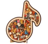 Musical Note Instrument Jigsaw Puzzle Ornament, Unique Shape Musical Note Wooden Puzzles with Display Stand, Creative Music Studio Desk Decor Art, for Musicians & Music Lovers (C Style)