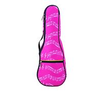 Musical Note Pattern Concert Ukulele Bag,Case,23Inch 600D Waterproof Oxford Ukulele bags Cases Single Shoulder Backpack with Adjustable Straps (Pink)