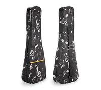 Musical Note Pattern Concert Ukulele Bag,Case,23Inch 600D Waterproof Oxford Ukulele bags Cases Single Shoulder Backpack with Adjustable Straps (Black)