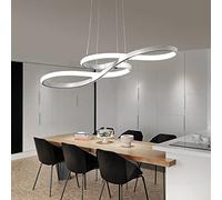 Musical Note Pendant Elegant Acrylic Chandelier Adjustable Hanging Lamp for Dining Room Kitchen Island Office(Size:75x32cm, 48W,Color:White, 3 Colour Light)