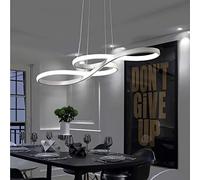 Musical Note Pendant Elegant Acrylic Chandelier Adjustable Hanging Lamp for Dining Room Kitchen Island Office(Size:75x32cm, 48W,Color:White, 3 Colour Light)