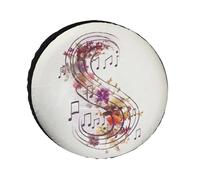 Musical Note Universal Waterproof Floral Spare Tire Cover for Trailers Trucks RVs Off-Road 24-36 inch (fits 36 inch diameter wheels)