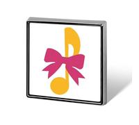 Musical Note with A Pink Bow Unisex Brooches & Pins Square Lightweight Lapel Badge Jewelry for Clothing Shawl Hat