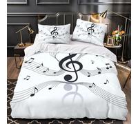 musical notes 3D Printing Duvet Insert Cover 3pc Premium Microfibre Concealed black and whiteistic design Duvet Cover 2 Pillowcases Lightweight Stain-Resistant Teens Young Adults Double（200x200cm）