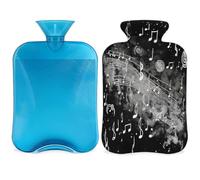 Musical Notes Abstract Music Hot Water Bottle with Cover, 2L Hot Water Bag for Pain Relief, Neck and Shoulder, Hand Feet Warmer