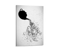 Musical Notes Art Print Teapot Wall Decor Abstract Music Poster Home Kitchen Artwork Black And White Music Theme Creative Home Decoration Unique Gift Idea Gift 08x12inch(20x30cm) Framed