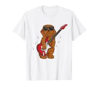 Musical Notes Cool Blues Dog Playing Guitar Rockstar Music Value Graphic T-Shirt