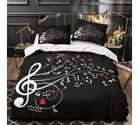 Musical Notes Duvet Cover 3D Print Anti-allergic 3 Piece Bed Linen Hidden Zipper Artistic Design Comforter Cover Premium Ultra Soft for Adults Teens Women Kids Children Girls Single（135x200cm）
