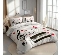 Musical Notes Emperor Size Duvet Cover Set Reversible Quilt Cover 285x240 cm Piano Keys Bedding Sets Ultra Soft 3D Comforter Covers Comfy Easy Care Non Iron Bed Set M/5242