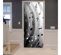 Musical Notes Music 3D Door Sticker Mural - Peel and Stick, Removable, Waterproof Door Wallpaper - Self-Adhesive Door Stickers for Home & Office Decor (35.4" X 78.7")