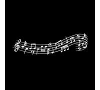 Musical Notes Music Note Swirl Melody Pattern and Sound Waves with Notes Set Fine Carving Stickers 25x88.3cm Can Modify and add Information White