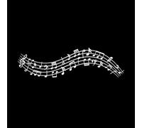 Musical Notes Music Note Swirl Melody Pattern and Sound Waves with Notes Set Wall Decals Paster Paper 25x89.6cm Easy Installation White