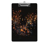 Musical Notes on Dark Background Clipboard 8.5×12.5 Inch Acrylic Clip Board with Metal Clip A4 Letter Size Decorative Clipboard Cute Hanging Clipboards for Office, Teacher, Nurse, Doctor,