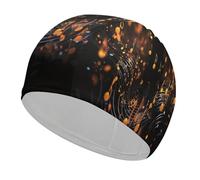 Musical Notes on Dark Background Swim Cap for Women Men Swimming Hat Bath Waterproof Pool Caps for Long Thick Curly Hair