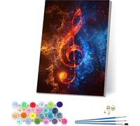 Musical Notes Paint by Numbers for Adults With Frame, Paint by Numbers Flame, Easy Diy Oil Painting Kits on Canvas with Brushes, Hobbies for Women, for Home Wall Decor, Gifts for Women 12x16in N-9640
