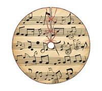 Musical Notes Print Christmas Tree Skirt Holiday Decor For New Year Party Xmas Base Cover Mat Home