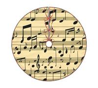 Musical Notes Print Christmas Tree Skirt Holiday Decor For New Year Party Xmas Base Cover Mat Home