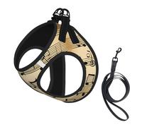 Musical Notes Print Dog Harness with Leash Set with Thickened Padded Vest for Extra-Small/Small Medium Dogs