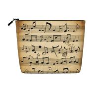 Musical Notes Print Fake Hemp Makeup Bag – Travel Toiletry Pouch for Women, Daily Storage, Business Trips, and More