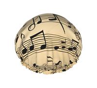 Musical Notes Print Reusable Spa Salon Shower Cap For All Hair Lengths With Lining Elastic Band