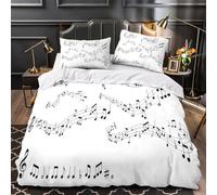 Musical Notes Quilt Cover 3D Print Premium 3 Pieces Bed Set Hidden Zipper Artistic Sheet Music Design Duvet Cover Ultra Soft All Season for Adults Kids Teens Women Youth Teenagers Single（140x200cm）