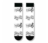 Musical Notes Socks Black White Treble Clef Design Gift for Music Lovers Unisex