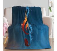 Musical Notes Throw Blanket 200 x 200 cm Dark Blue Flannel Fluffy Fleece Blanket Soft Lightweight Warm Blankets and Throws for Bed Sofa and Couch A-4824