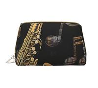 Musical Notes Treble Printed Makeup Bag for Women Portable Leather Make up Bag Travel Zipper Cosmetic Bags Organizer