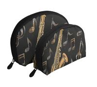 Musical Notes Treble Printed Makeup Bags 2-Piece Portable Shell Travel Toiletry Bag Cosmetic Organizer Bag for Women