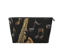 Musical Notes Treble Printed Travel Cosmetic Bags with Silver Zipper Makeup Organizer Cosmetic Case Toiletry Bag for Women Mom Girls