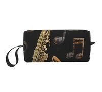 Musical Notes Treble Printed Travel Makeup Bag Portable Cosmetic Bag Makeup Case Toiletry Handbag Organiser for Women