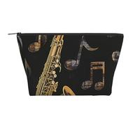 Musical Notes Treble Printed Travel Makeup Bag Trapeze Cosmetic Bag Makeup Case Toiletry Bag Organiser for Women