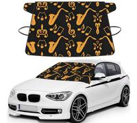 Musical Notes Treble Stylish Printed Windshield Snow Cover for Cars, Car Windshield Cover for Ice, Snow & Sun, Easy Install, Universal Size with Storage Bag