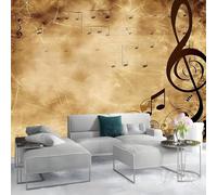 Musical Notes Wall Mural Wallpaper Non-Woven 3D Retro Photo Wallpaper Mural for Bedroom Living Room - Art Print Wall Decoration Poster Picture Design 200x140 cm(WxH) 122o