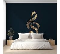 Musical Notes Wallpaper, Black and Gold Music Wall Mural, Living Room Wallpaper for Bedroom, Home Decor, Photo Wall Paper, 200 x 140 cm EC&LC