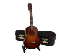 Musical Ornaments 10cm Mini Classical Guitar Wooden Miniature Guitar Model Musical Instrument Guitar Decoration Decor(Brown)