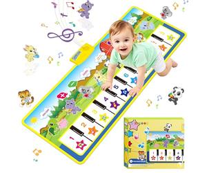 Musical Piano Mat Toy for 1 2 3 Year Old Boys Girls, Foldable Non-Slip Dance Play Mat with 10-Key Keyboard, Volume Control & Record Playback, Early Learning Toddler Gift for 1st Birthday & Christmas