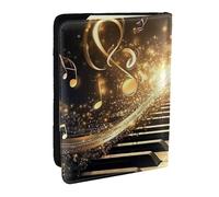 Musical Piano Melody Printed Passport Holder,Travel Pu Leather Passport Cover Case Organiser for Men Women,6.5 Inch