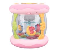 Musical Projector Rotating Light Toy Hand Drum Multifunctional Puzzle Early Education Toy for Infant and Toddler Safe Plastic Material AA Battery Powered (Roseate)